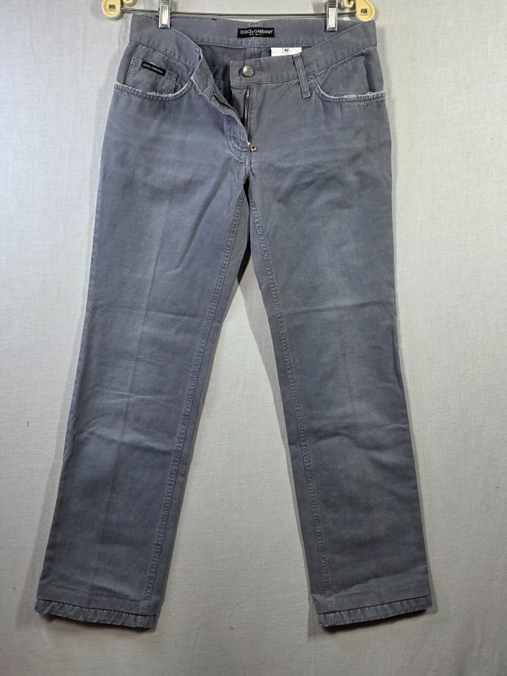Dolce & Gabbana Pants Womens IT 42 Gray Cotton Straight Leg Made in Italy Cotton